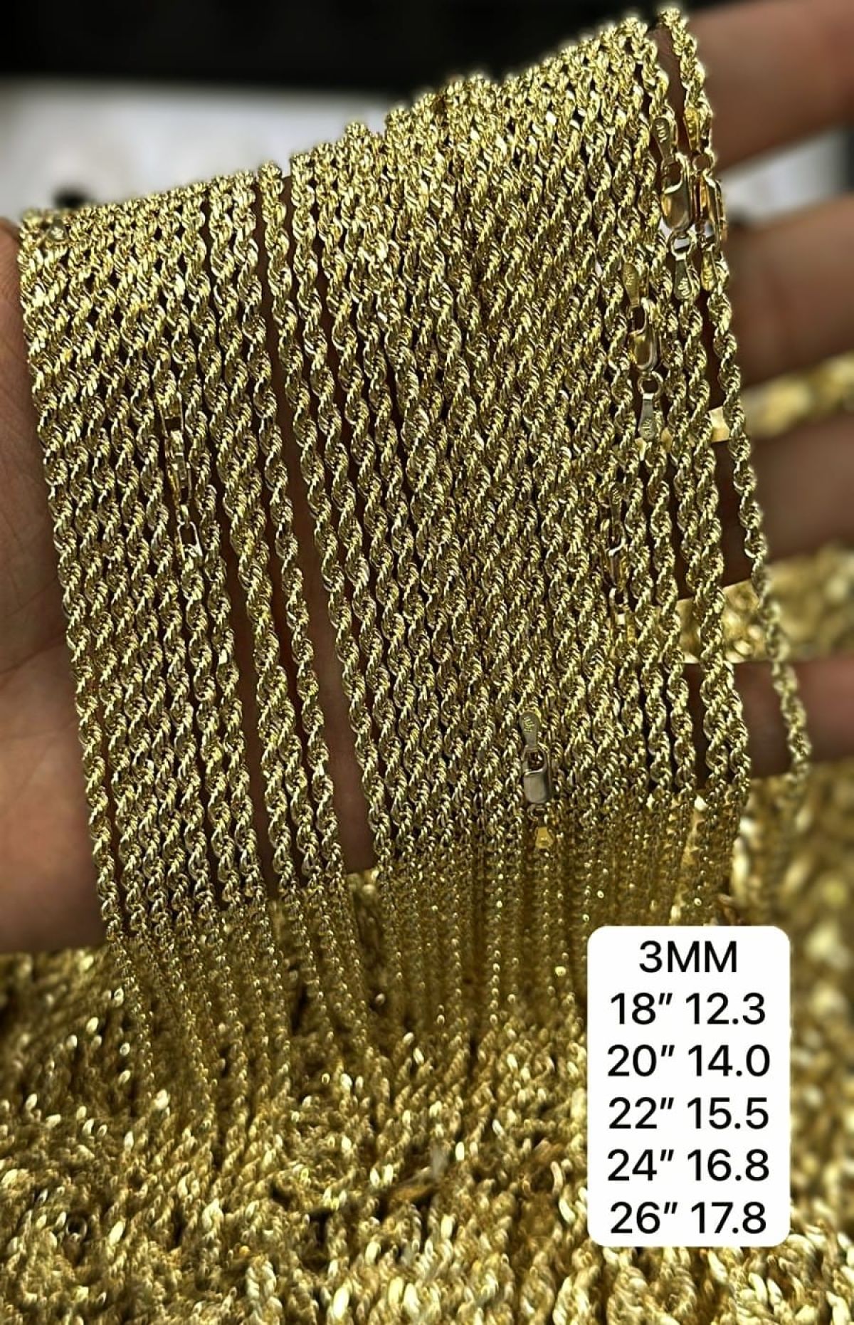 10k Solid Rope Chain