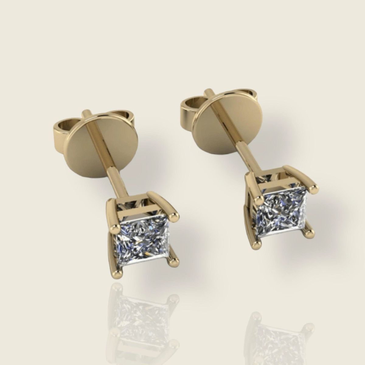 Princess Cut Stud Earrings